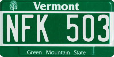VT license plate NFK503