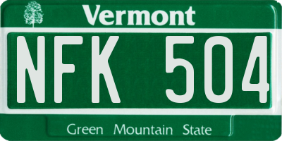 VT license plate NFK504