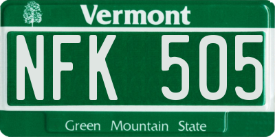 VT license plate NFK505