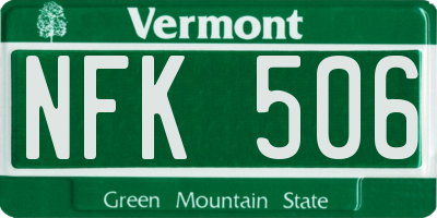 VT license plate NFK506