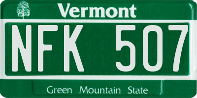 VT license plate NFK507