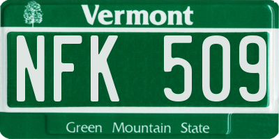 VT license plate NFK509