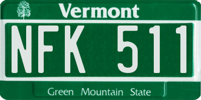 VT license plate NFK511