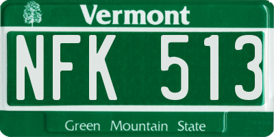 VT license plate NFK513