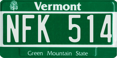VT license plate NFK514