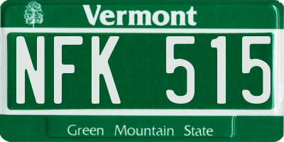 VT license plate NFK515