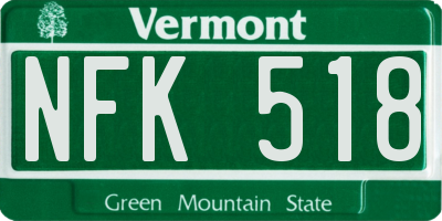 VT license plate NFK518