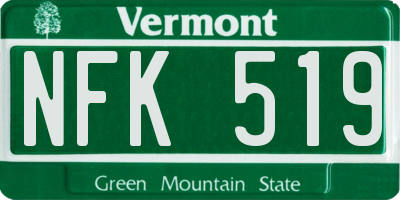 VT license plate NFK519