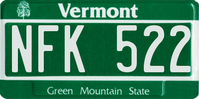 VT license plate NFK522