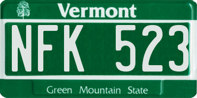 VT license plate NFK523