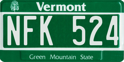 VT license plate NFK524