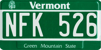 VT license plate NFK526