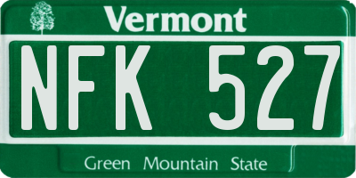 VT license plate NFK527