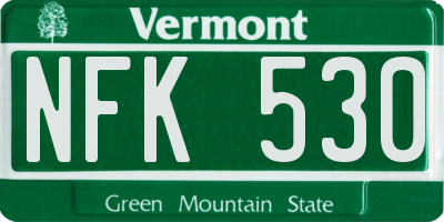 VT license plate NFK530