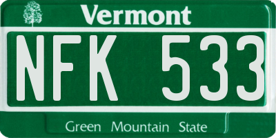 VT license plate NFK533