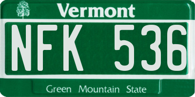 VT license plate NFK536