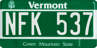 VT license plate NFK537