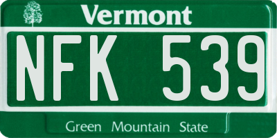 VT license plate NFK539