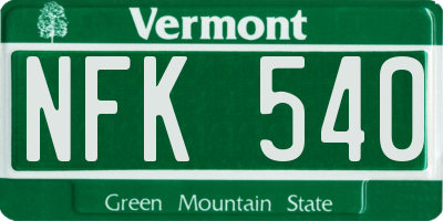VT license plate NFK540