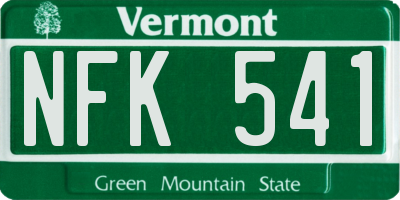 VT license plate NFK541