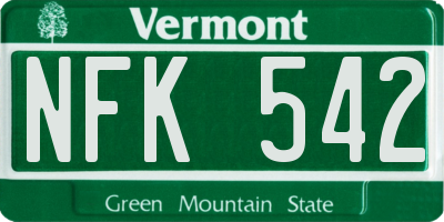 VT license plate NFK542