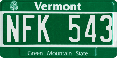 VT license plate NFK543