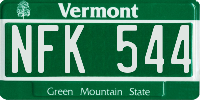 VT license plate NFK544