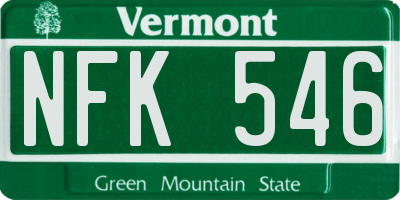VT license plate NFK546