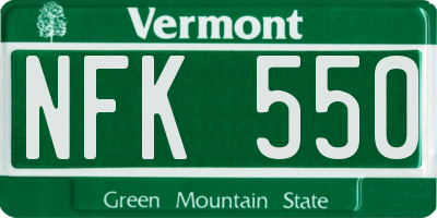 VT license plate NFK550