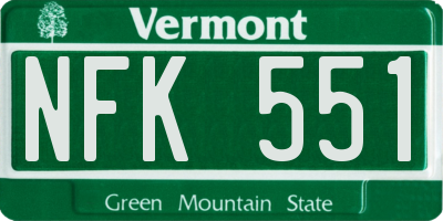 VT license plate NFK551