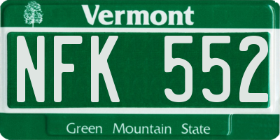 VT license plate NFK552