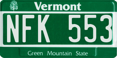 VT license plate NFK553
