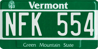 VT license plate NFK554