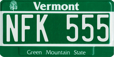 VT license plate NFK555