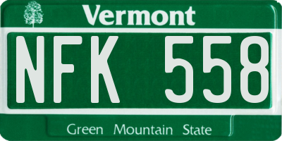 VT license plate NFK558