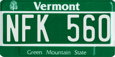 VT license plate NFK560
