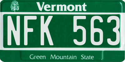 VT license plate NFK563