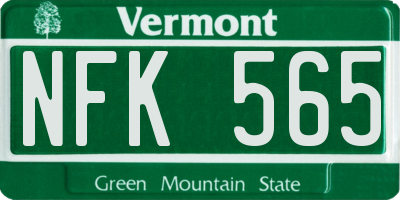 VT license plate NFK565