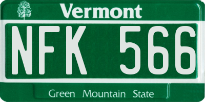 VT license plate NFK566