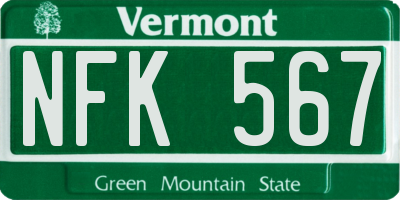 VT license plate NFK567