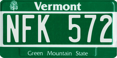 VT license plate NFK572