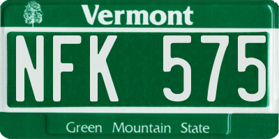 VT license plate NFK575