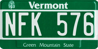 VT license plate NFK576