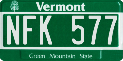 VT license plate NFK577