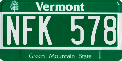 VT license plate NFK578