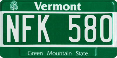 VT license plate NFK580