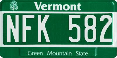 VT license plate NFK582