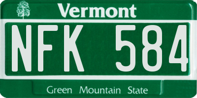 VT license plate NFK584