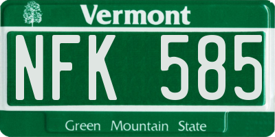 VT license plate NFK585