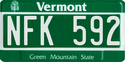 VT license plate NFK592